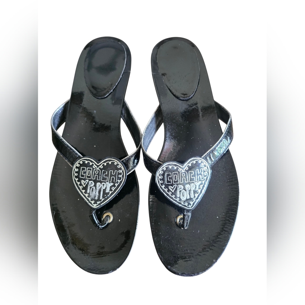 Coach Black Sandals Simple Thong Style